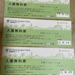 城島高原パーク入園無料券３枚