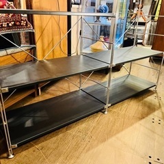 【売約済み】　無印　MUJI 良品　良品計画　ユニットシェルフ　スチールユニットシェルフ　棚　ラック　ワイヤーラック　スチールラック　収納家具　壁面収納　ダークグレー　マット　検　艶消し　限定　廃盤　ハンガーラック　衣類収納　壁面収納　壁面　壁　洋服掛け　　の画像