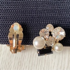 パール×ストーンイヤリング　結婚式パーティーの画像