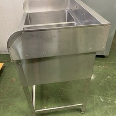 3方バックカード付き2槽シンク 900x600x850(+150)