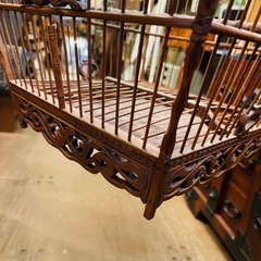 《売約済》【武蔵小山店】Ａ　鳥籠　鳥かご　丸籠　竹籠　竹　景徳鎮　大型鳥籠　検　中国　古美術　古道具　大型　アンティーク　ビンテージ　当時物　小鳥　美術　中国美術　置物　オブジェ　の画像