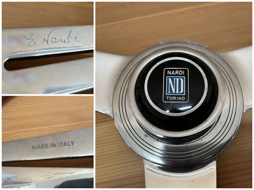 NARDI クラシックウッドステアリング ウッド/ポリッシュスポーク ホーンボタンリング付 イタリア製 直径30.5センチ【ユーズドユーズ名古屋天白店】 J2002