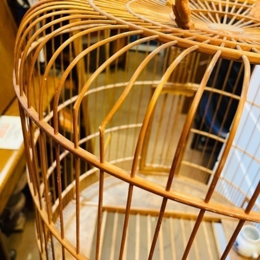 《売約済》【武蔵小山店】Ｂ　鳥籠　鳥かご　丸籠　竹籠　竹　景徳鎮　大型鳥籠　検　中国　古美術　古道具　大型　アンティーク　ビンテージ　当時物　小鳥　美術　中国美術　置物　オブジェ