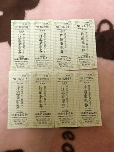 御在所ロープウェイ 三重交通 乗車券 株主優待 リフト券 御在所 三重県 山上観光リフト　乗車券　8枚