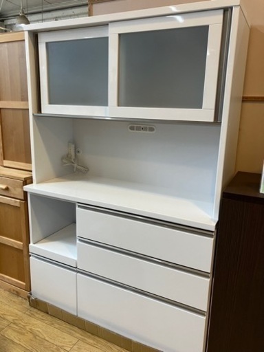⭐️展示品上がり⭐️大川家具 2面レンジボード ハイグロス オートクローザー引出