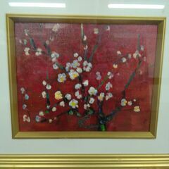 額入り油彩画／三宅すず／梅花図