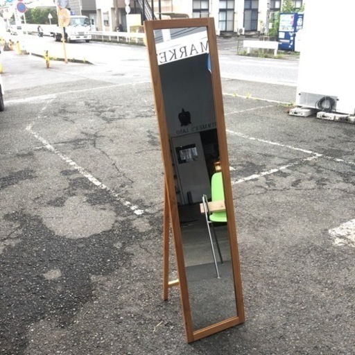 ★スタンドミラー★ 全身鏡 木製 姿見鏡 木製フレーム 自立式 高さ150㎝