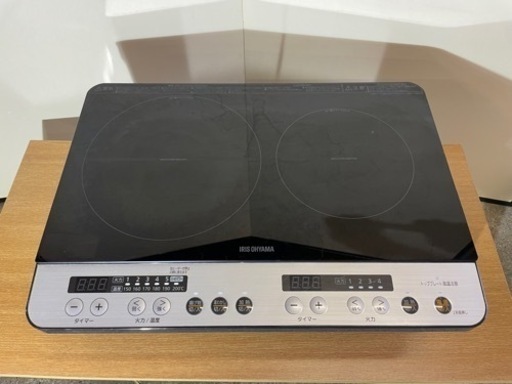 アイリスオーヤマ 2口 IHクッキングヒーター 工事不要 1400W 100V 脚付き ブラック IHK-W12SP-B 2020年製