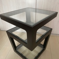 【受け取り決定】[幅43cm] サイドテーブル(ボス) ナイトテーブル コーヒーテーブル ミニテーブル 強化ガラス ニトリ の画像