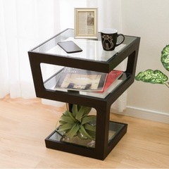 【受け取り決定】[幅43cm] サイドテーブル(ボス) ナイトテーブル コーヒーテーブル ミニテーブル 強化ガラス ニトリ の画像