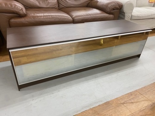 R219 丸仙工業 フロントガラス扉 ローボード、テレビボード、TVラック、幅147cm 美品