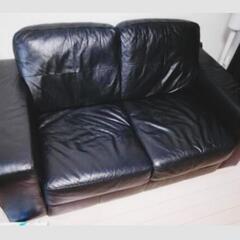 IKEA 2人掛けソファ 黒 本革 SKOGABY

