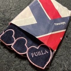 ハンカチ 新品未使用 FURLA フルラ レディース ピンク ハート 鶴屋購入の画像