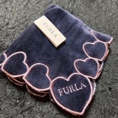 ハンカチ 新品未使用 FURLA フルラ レディース ピンク ハート 鶴屋購入の画像