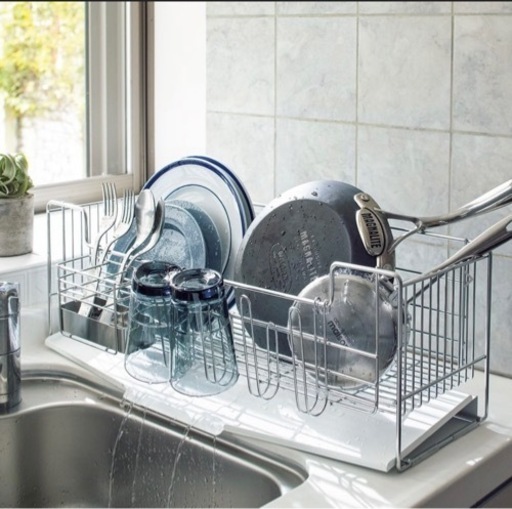 美品❗️ 水切りかご ラック シンクに渡せる水切り スリムロングハイサイズ