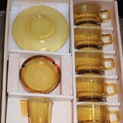 曽我 ガラス ティータイム セット カップ ソーサー 灰皿 クリ...