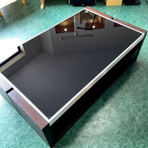 ガラステーブル ローテーブル センターテーブル コーヒーテーブル ブラック シック おしゃれ 収納