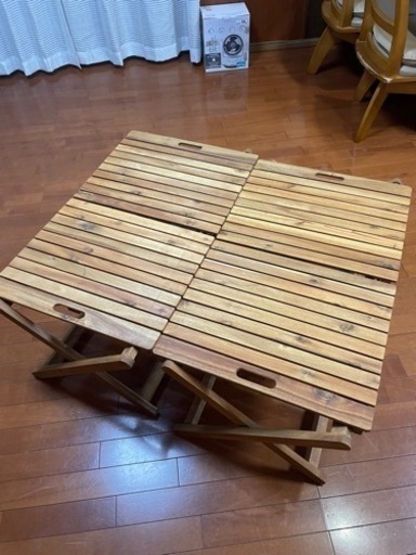 【美品】ニトリ　木製折りたたみローテーブル