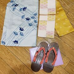 浴衣　帯　下駄　３点セット　０円　お譲りします。