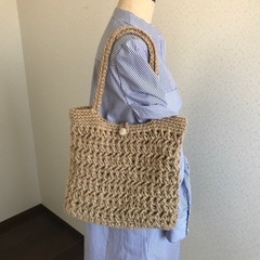 新品 麻紐 柄編み ショルダーバッグ ハンドメイド