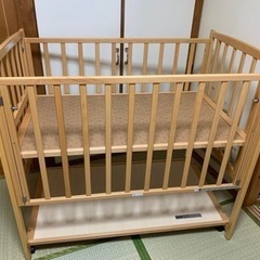 美品　日本製ベビーベッド ヤマサキ ハイタイプベッド・ツーオープ...