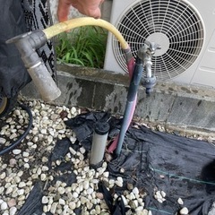 庭の混合水栓取り付け