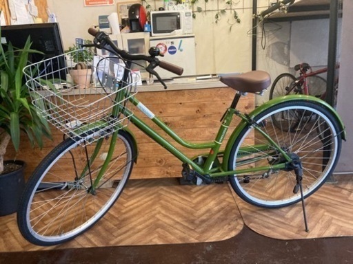 【タイヤ新品！】6段変速　26インチ自転車　グリーン