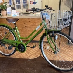 【タイヤ新品！】6段変速　26インチ自転車　グリーン