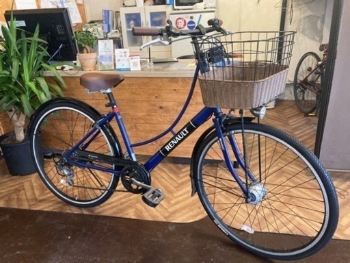 【タイヤ・チューブ新品！】LEDオートライト　6段変速　26インチ自転車　ブルー