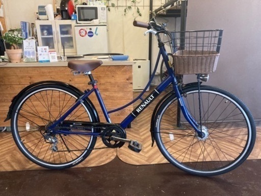 【タイヤ・チューブ新品！】LEDオートライト　6段変速　26インチ自転車　ブルー