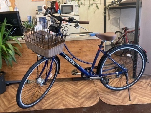 【タイヤ・チューブ新品！】LEDオートライト　6段変速　26インチ自転車　ブルー