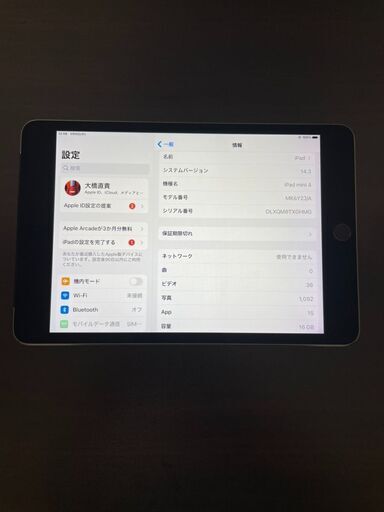 iPad mini 第4世代（2015） 16GB  セルラーモデル  スペースグレイ