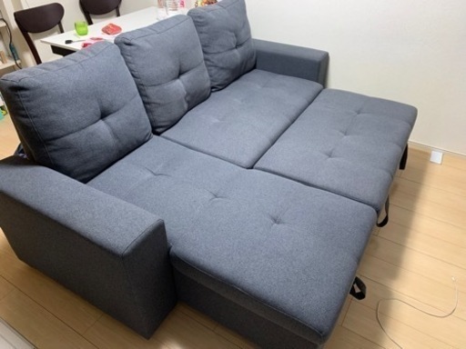 大川家具の3人がけカウチソファーベッド
