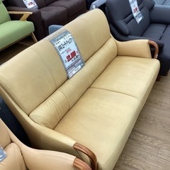 KH-56【新入荷　リサイクル品】カリモク　総本革　2シーターア...