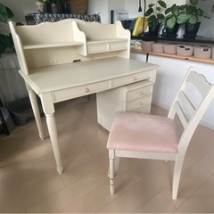 ローラアシュレイ 学習机・シェルフ・イス・キャビネット 4点セット