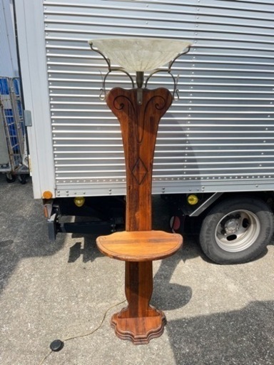 ★希少 アンティーク家具 スタンド照明 木製 店舗什器 インテリア 机 小物置き おしゃれ 間接照明 ビンテージ フランス ドイツ 木目 倉庫管