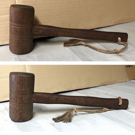 F216 魚板 巾83.5cm 魚鼓 木製 木槌付き 仏具 茶道具 古道具 古民具