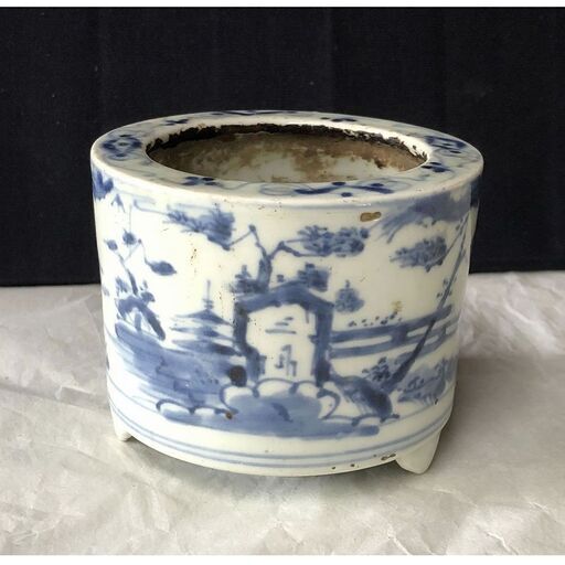 F218 古伊万里 染付 香炉 茶道具