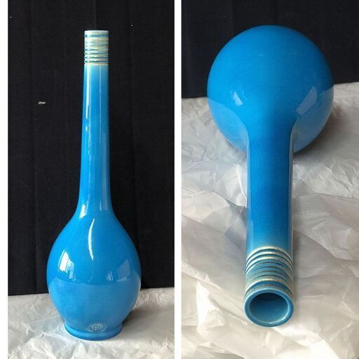 F223 16代 永楽善五郎 即全 交趾鶴首花入 共箱 花入 茶道具