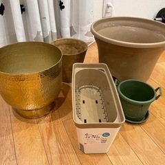 植木鉢、カバー、観葉植物の土など