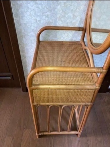 アンティーク ラタン ドレッサー 椅子付き 希少