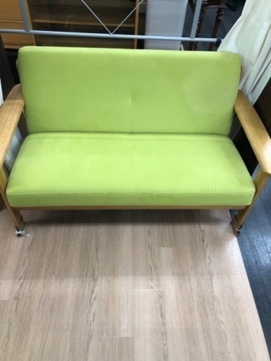 karimoku  2人掛けソファー  チターノ  グリーン×ナチュラル  【トレファク上福岡】