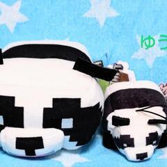 新品タグ付き☆マインクラフトパンダぬいぐるみ2個セット マイクラゲームキャラクターMinecraftパンダ の画像