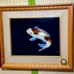 宝石画 貴石画 鯉 コイ 錦鯉 壁掛け 骨董品 額装 美術 アン...