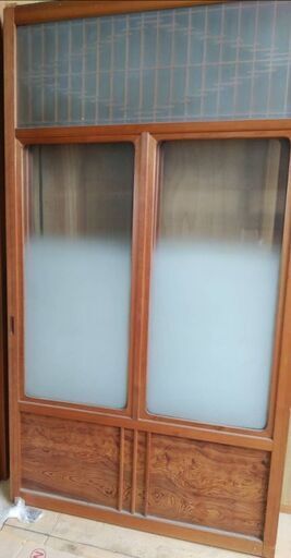 お話し中　古い建具　昭和　レトロ　ガラス引き戸　4枚セット