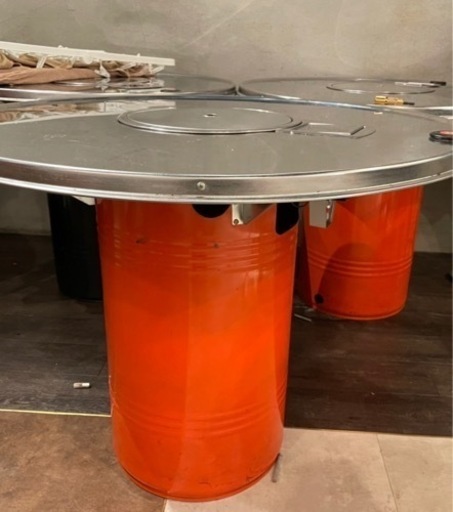韓国ドラム缶テーブル 格安販売 オレンジ色