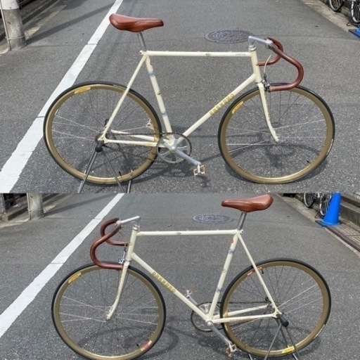 ラグが美しい大きいサイズの3RENSHO CYCLONE。KATANA。今野義デザインラグ。石渡パイプCr Mo。NJS刻印多数。FIX。中古。中野区引取り限定。