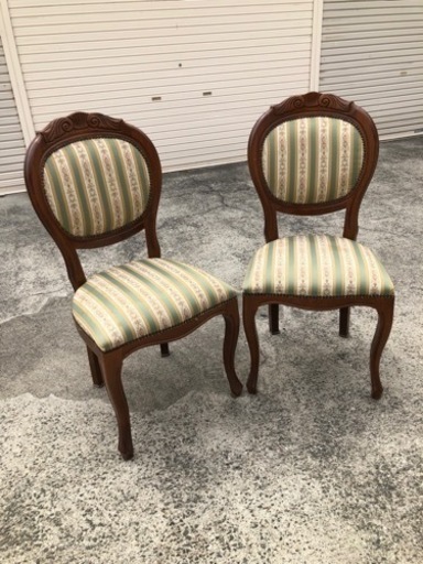 ダイニングチェア 2脚セット ロココ模様 猫脚 イタリア製