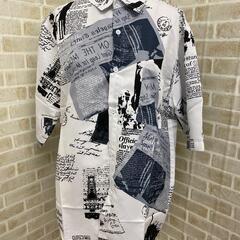 新品未開封・メンズ・デザインシャツ・半袖・韓国・ホワイト・Lサイズの画像