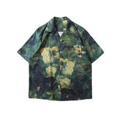 新品未開封・メンズ・デザインシャツ・半袖・韓国・カーキ・Lサイズ